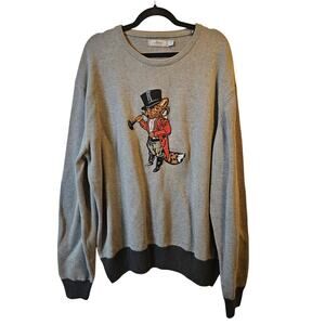 Akoo 2XL Embroidered Fox Sweater Leather Elbow Patch Rare Streetwear Vintage y2k